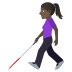 👩🏿‍🦯 woman with white cane: dark skin tone display on JoyPixels